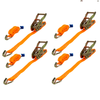 Satz aus vier orangefarbenen UNITRAILER-Transportgurten (2 m/25 mm/1 t) mit Spannvorrichtung