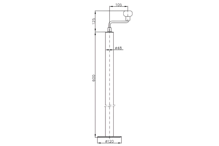 Ausziehbare Kurbelstütze WINTERHOFF ST48-120 für 150-kg-Anhänger 600–820 mm