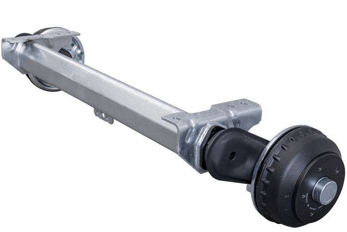 Gebremste AL-KO COMPACT Achse für schwere Anhänger und Autotransporter 1350kg 800mm 1250mm 5x112