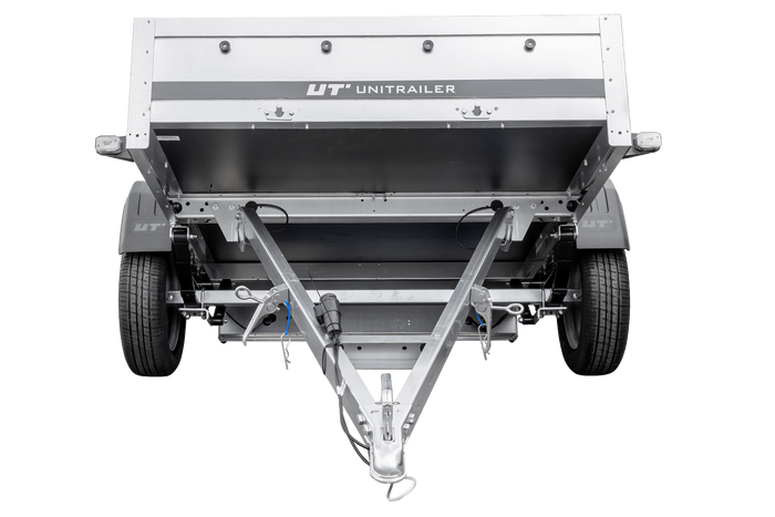 Einachsanhänger auf Federn 264x125 UNITRAILER GARDEN 264/R KIPP mit BIS-Seiten, H-0-Rahmen und blauer Plane