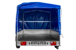 Autotransportanhänger auf Federn 264x150 UNITRAILER GARDEN 265/R KIPP mit H-1100 Rahmen und blauer Plane
