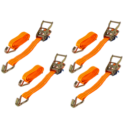 Satz aus vier UNITRAILER 12m/35mm/2t orangefarbenen Transportgurten mit Spannvorrichtung