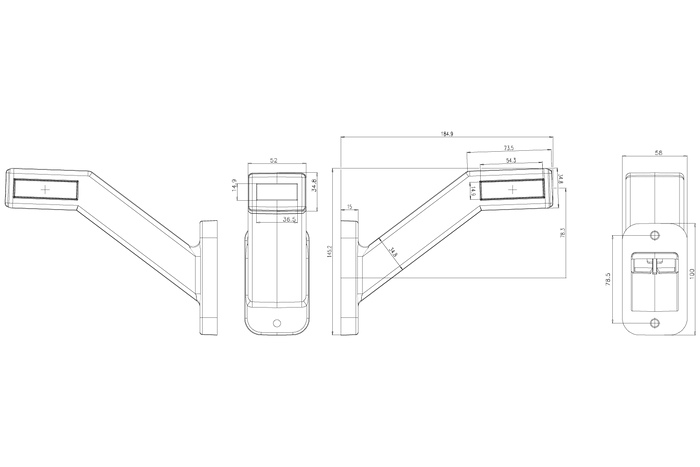 WAŚ 1448 P LED-Umrissleuchte, rechts, auf einem Gummiarm