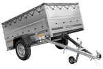 	PKW-Anhänger 200x125 UNITRAILER GARDEN 201 KIPP mit Bordwandaufsatz, grauer Flachplane und Flachplanenträger