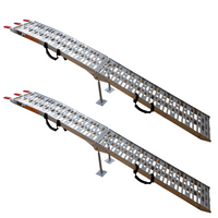 UNITRAILER ALR003 faltbare Rampen aus Aluminium für Anhänger, 221 cm, 680 kg Tragkraft, mit Gurt und Stütze, 2er-Set